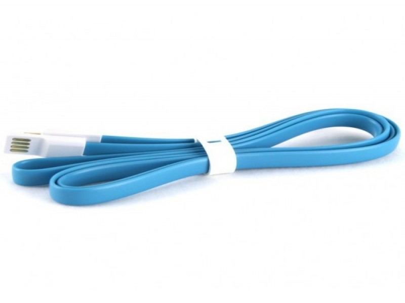 Vojo Long Micro USB Charging & Data Cable, Blue - Magnetic Fold-Flat Design