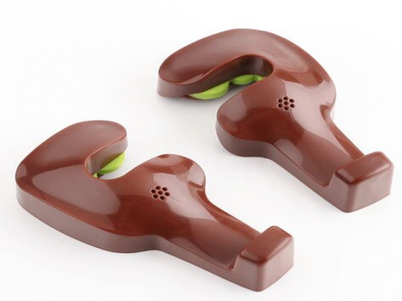Car Back Seat Headrest Bag Hanger, Brown - 2-Pack Hooks for Groceries & Handbags