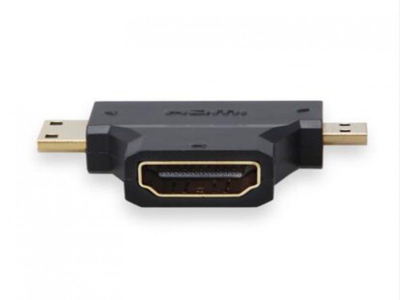 2-in-1 Mini HDMI & Micro HDMI to HDMI Adapter - Gold-Plated, 18Gbps for Cameras & Tablets