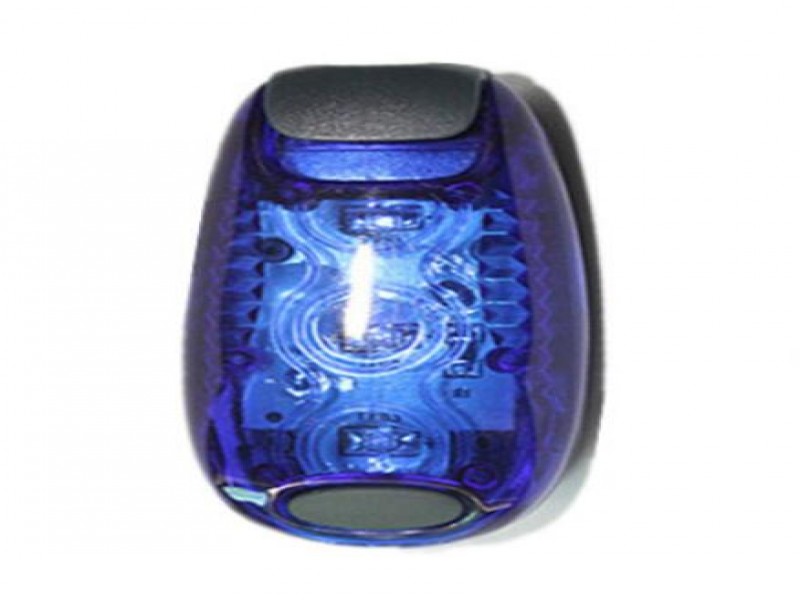 Lasa Clip-On LED Safety Running Light, Blue - Steady & Strobe, CR2032 Powered