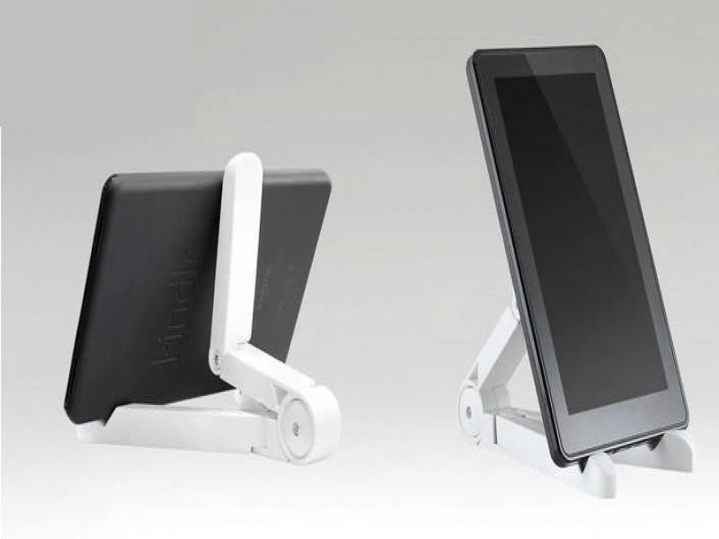 Lasa Desktop Tablet & Phone Holder, White - Stand for Indoor Viewing & Typing