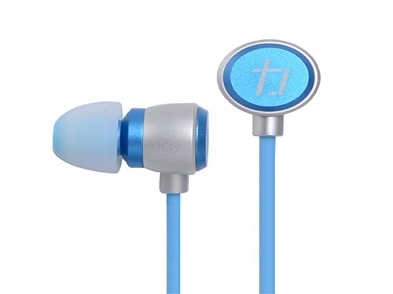 Alexpro In-Ear Super Bass Earphones with Mic, Blue - Soft Silicone Tips for Smartphones