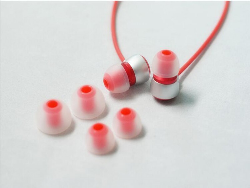 Alexpro In-Ear Super Bass Earphones with Mic, Red - Soft Silicone Tips for Smartphones