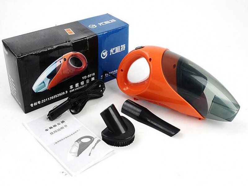 Lasa 12V 60W Wet & Dry Car Vacuum Cleaner, Orange - Handheld with Washable Filter & Crevice Tool