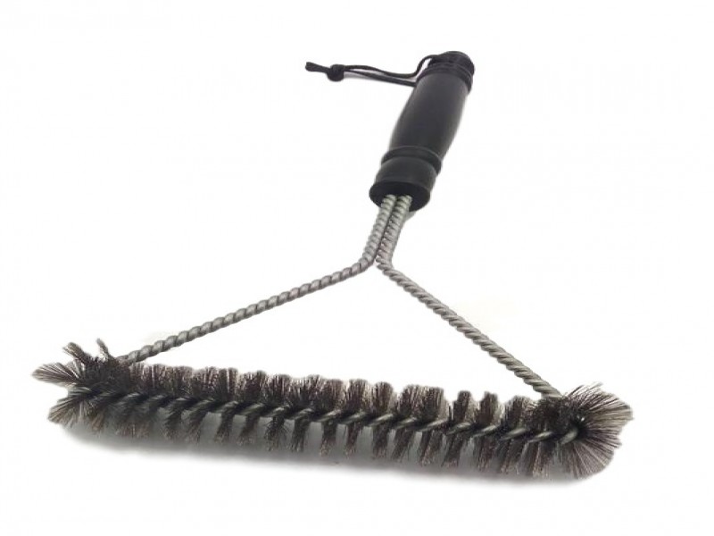 12-Inch BBQ Grill Brush with Scraper - Stainless Steel, 360-Degree Cleaning