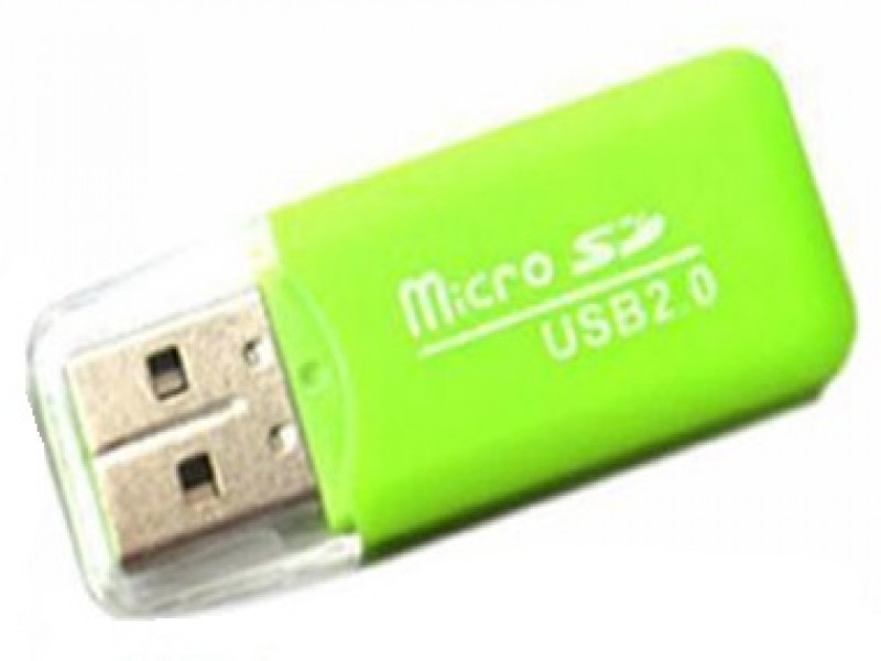 MicroSD to USB 2.0 Card Reader Adapter, Apple Green - Turns Your Card into a USB Stick