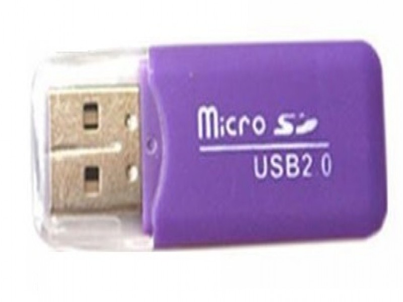 MicroSD to USB 2.0 Card Reader Adapter, Purple - Turns Your Card into a USB Stick