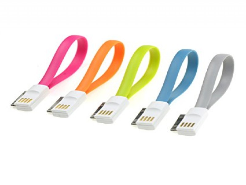 Vojo Short Charging & Data Cable for iPhone 4/4S, Blue - Magnetic Fold-Flat Design