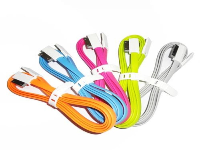 Vojo Long Charging & Data Cable for iPhone 4/4S, Orange - Magnetic Fold-Flat Design