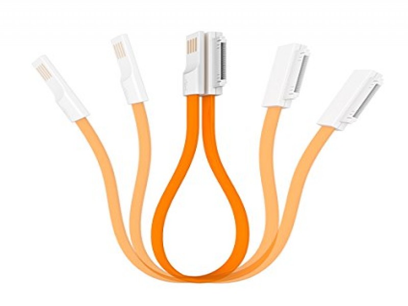Vojo Short Charging & Data Cable for iPhone 4/4S, Orange - Magnetic Fold-Flat Design