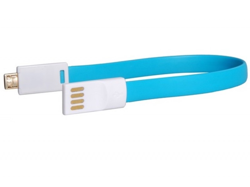 Vojo Short Micro USB Charging & Data Cable, Blue - Magnetic Fold-Flat Design