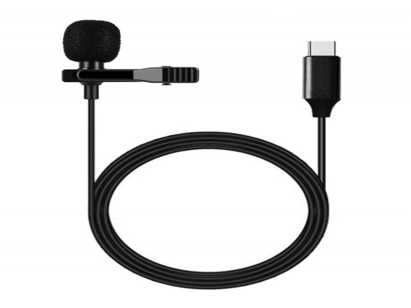 Clip-On USB-C Microphone - Omnidirectional with Noise Cancellation for YouTube, TikTok & Zoom