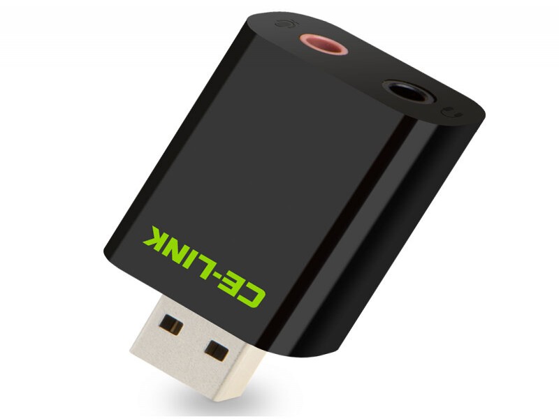 USB 3.0 Audio Adapter with 3.5mm Headphone & Microphone Jacks, Black - Plug and Play
