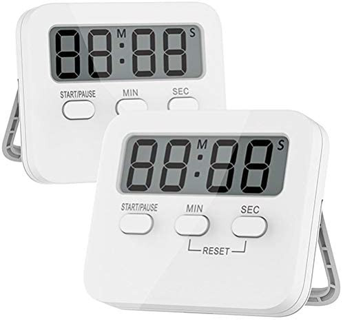 2-Pack Auto-Off Kitchen Timer with Silent Mode - for Cooking, Classroom & Study
