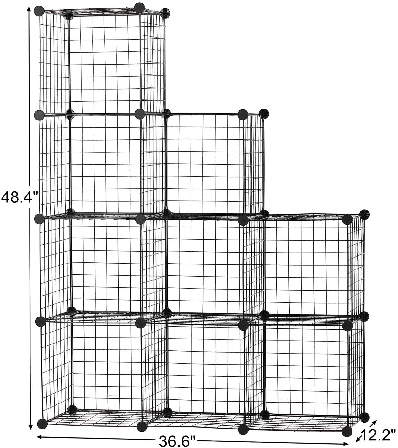 9-Cube Wire Metal Grid Storage Organiser - Modular DIY Shelving Unit, Black