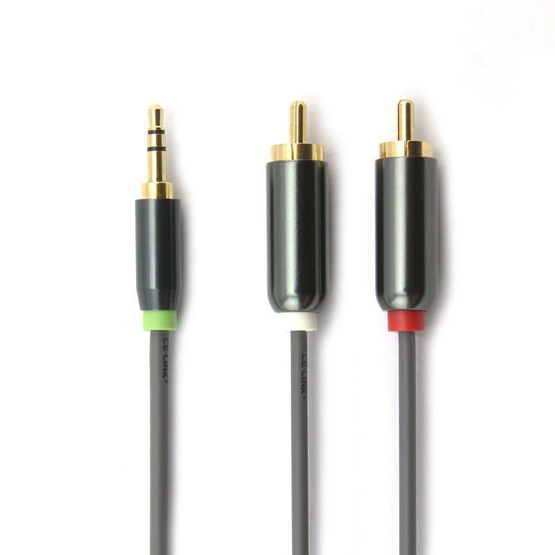3.5mm Male to 2 RCA Male Stereo Audio Cable, 1m - Gold-Plated, Oxygen-Free Copper