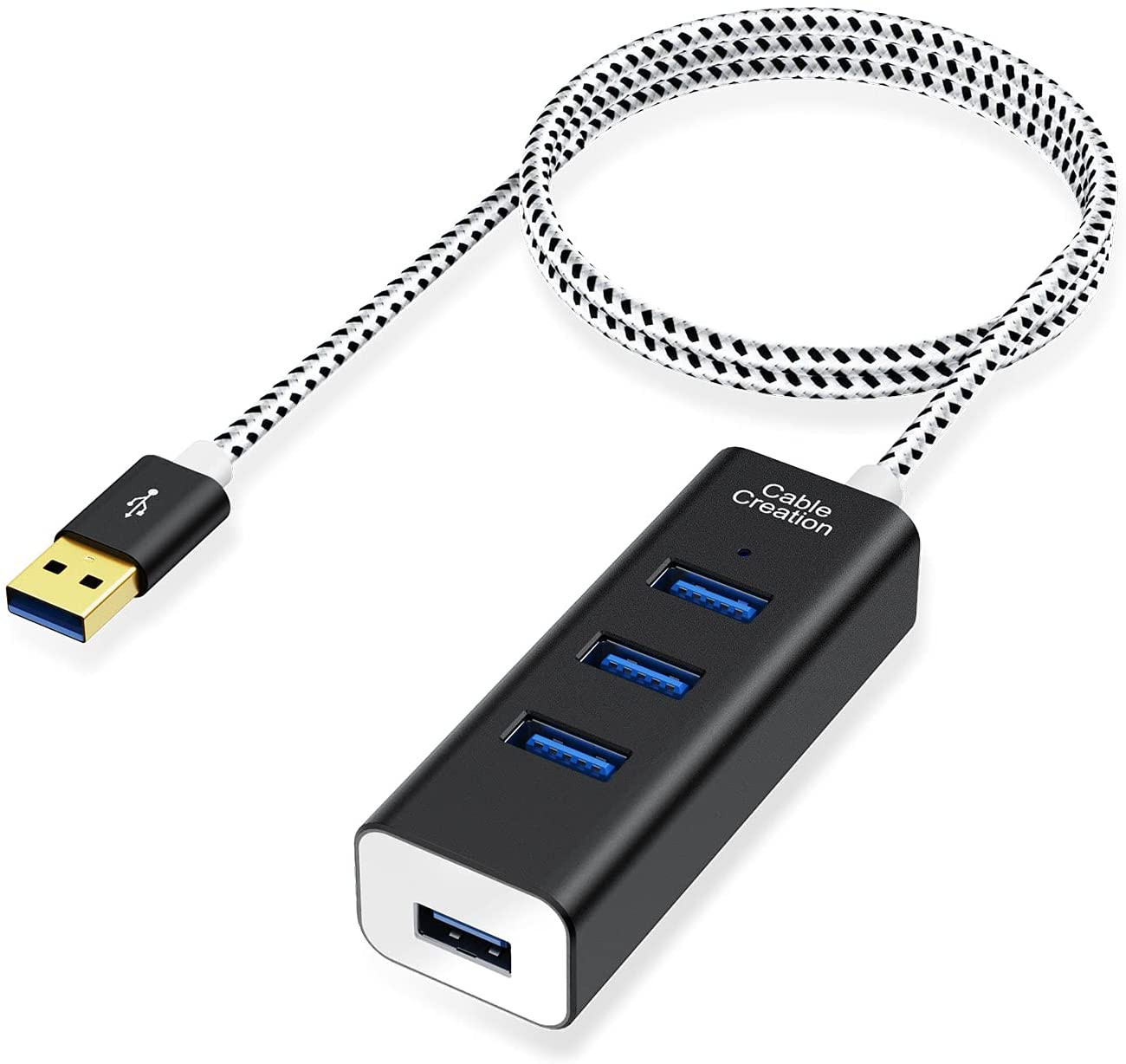 CableCreation 4-Port USB 3.0 Hub with 1.5m Extension Cable - 5Gbps, Aluminium Housing