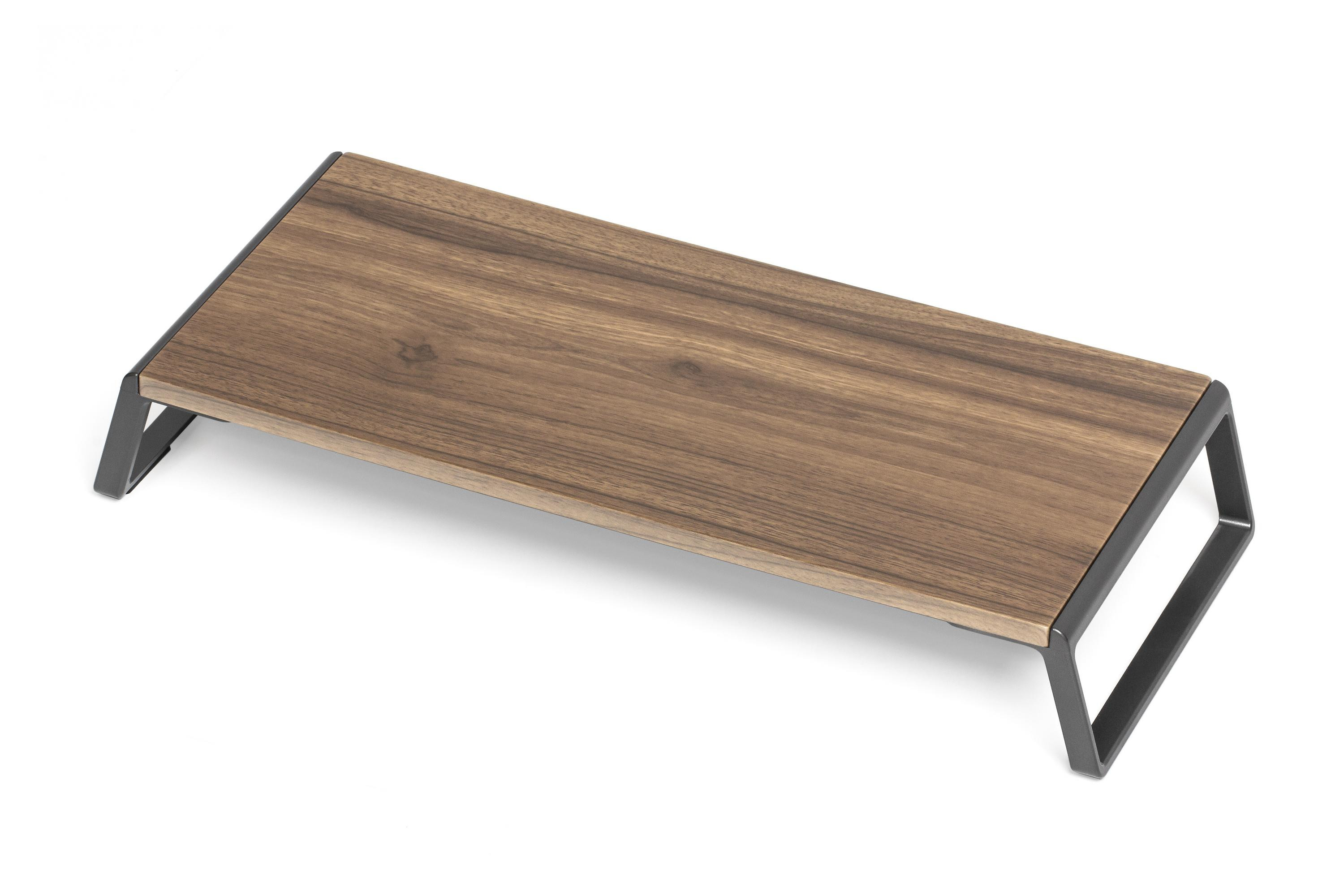Monitor Stand Riser, Wood Top & Black Metal Feet - for Laptop or iMac