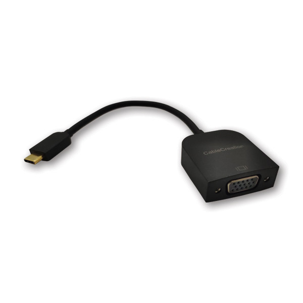 USB-C to VGA Converter, Black - Mini Adapter for Laptop or Phone
