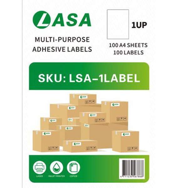 A4 Full-Sheet Adhesive Labels, 1-Up, 1 Pack - for Laser & Inkjet Printers