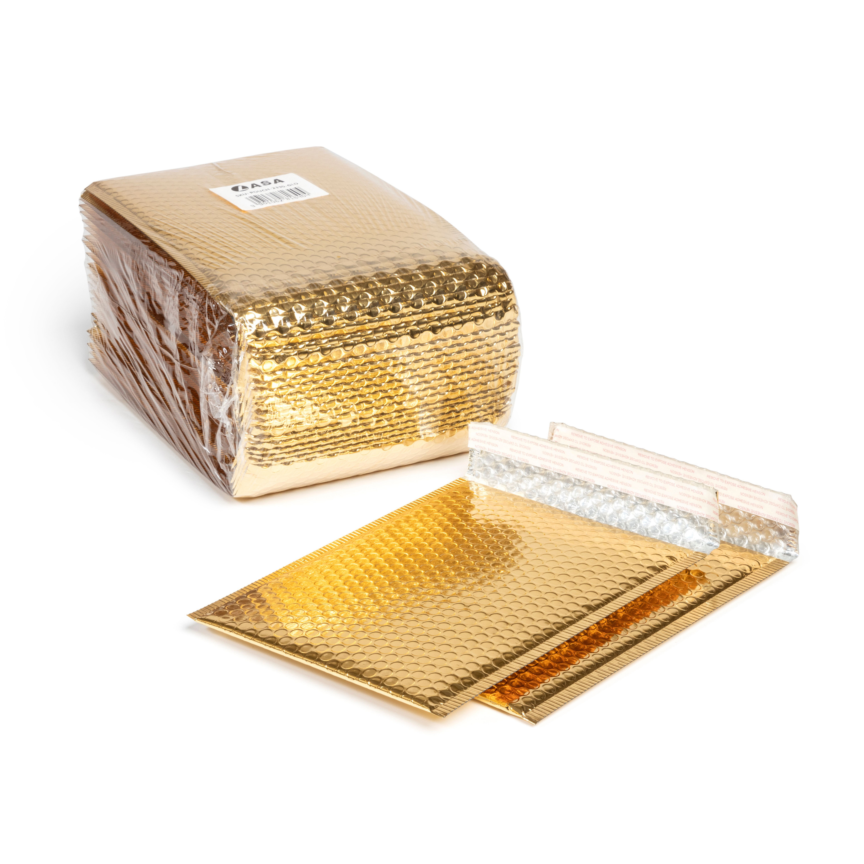 Lasa Gold Bubble Mailers, 25-Pack - 23 x 30cm Padded Envelopes for Safe Shipping