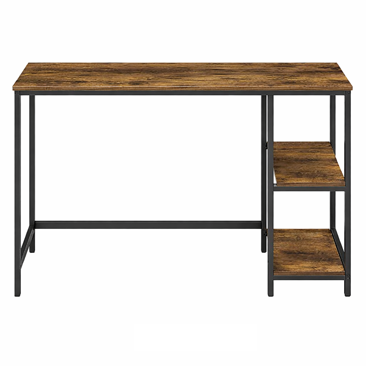 Lazava Modern Study Desk with Shelves - Brown and Black for Home Office or Bedroom