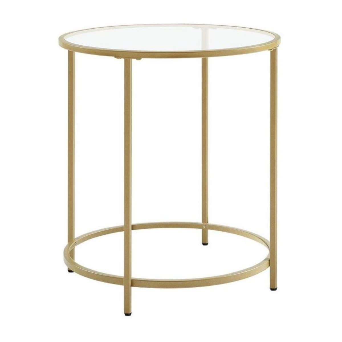 Lazava Round Glass-Top Side Table, Gold Frame - 5mm Tempered Glass Coffee Table