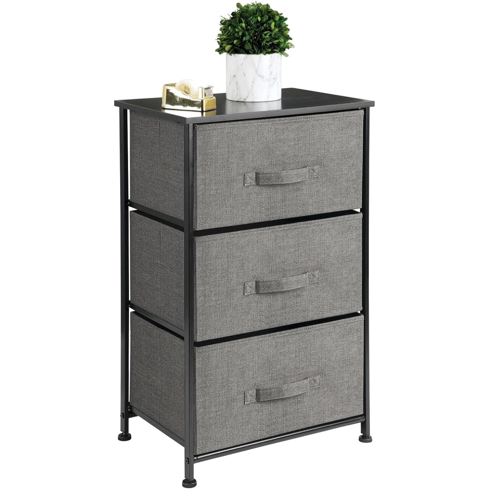 3-Drawer Storage Unit, Dark Grey - Compact Organiser for Bedroom & Office