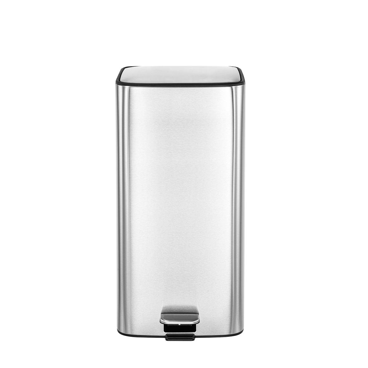 Stainless Steel Rectangular Pedal Bin, Silver - 28L, Soft Close