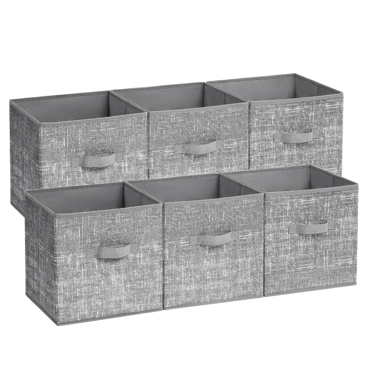 Foldable Fabric Storage Cubes, Set of 6, Grey - Non-Woven Closet Organiser Bins