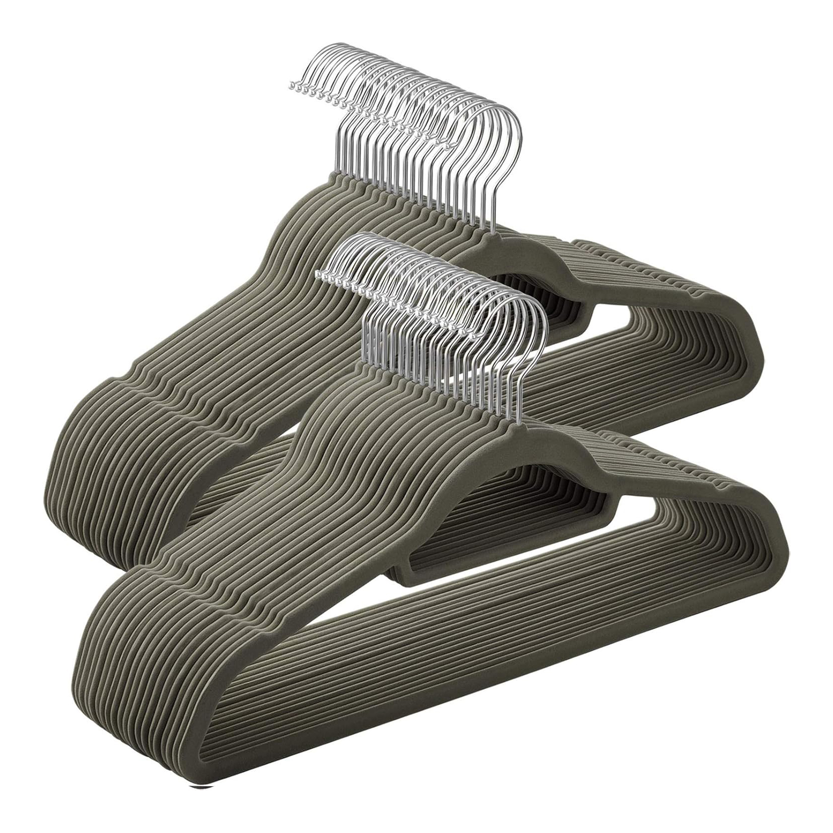Slim Velvet Clothes Hangers, Non-Slip - Pack of 50, Space-Saving Closet Hangers