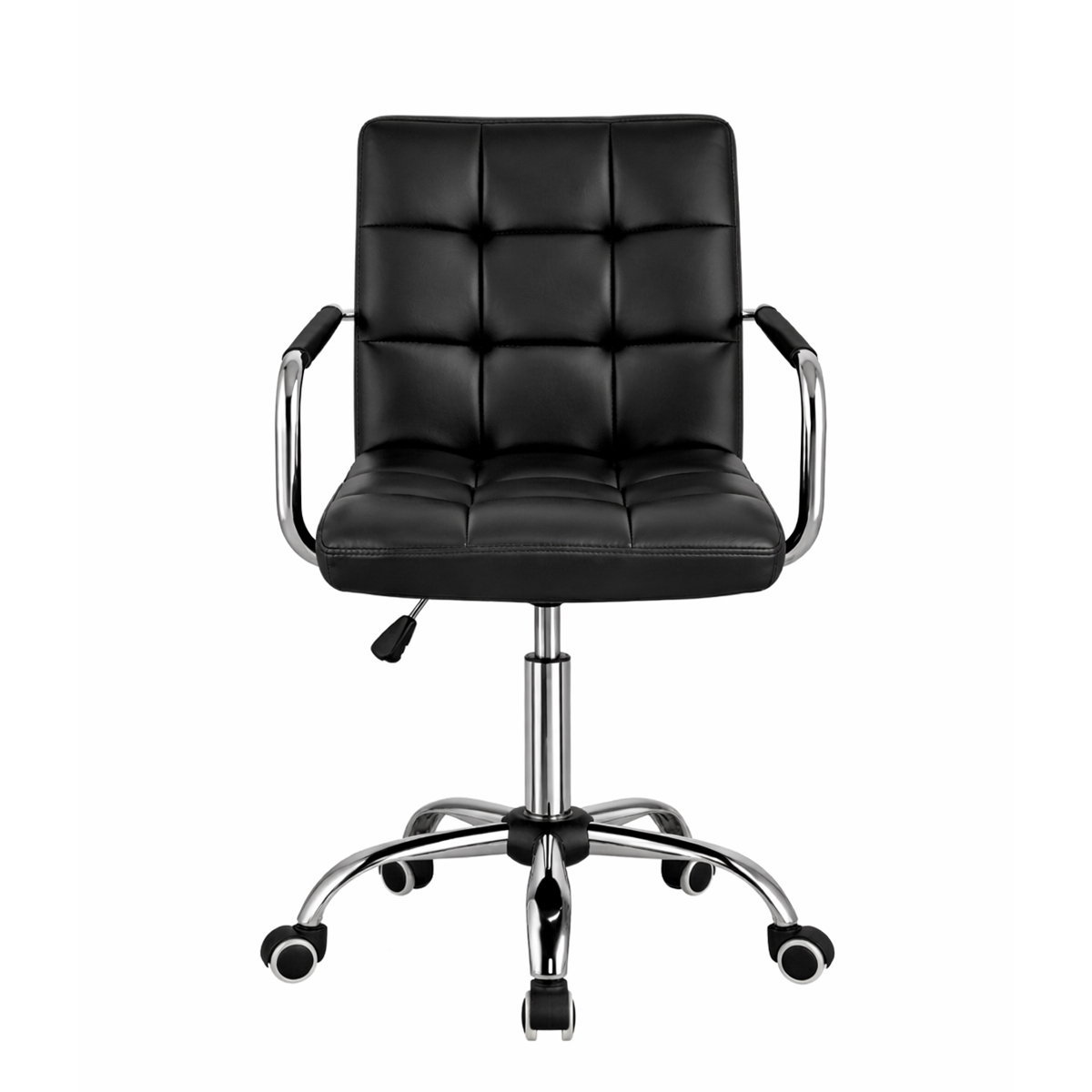Black PU Leather Office Chair with Armrests - Adjustable Height, 360-Degree Swivel