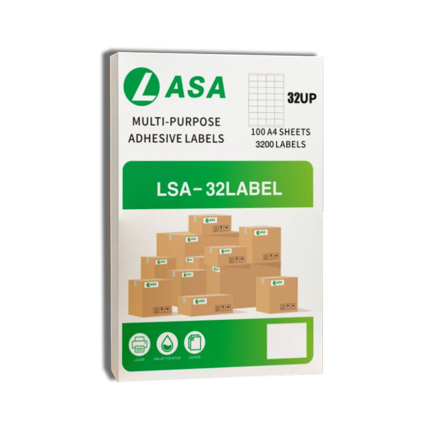 A4 Barcode Labels, 32-Up, 100 Sheets - 3200 Permanent Adhesive Stickers