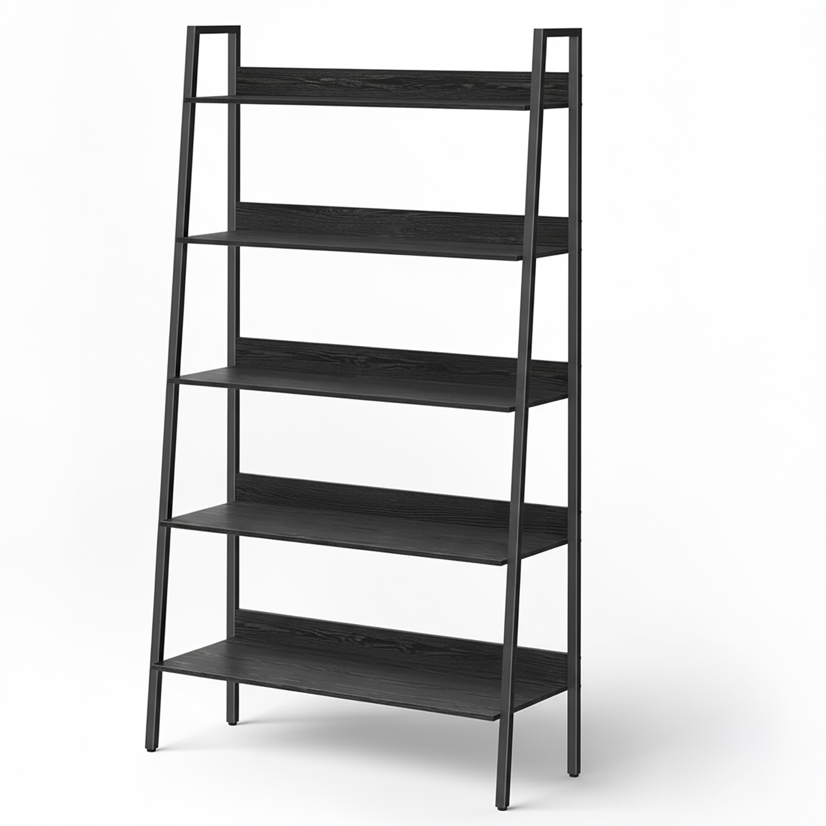 Lazava 5-Tier Narrow Ladder Bookshelf, Black - 30 x 80 x 170cm, Steel Frame, 75kg Load