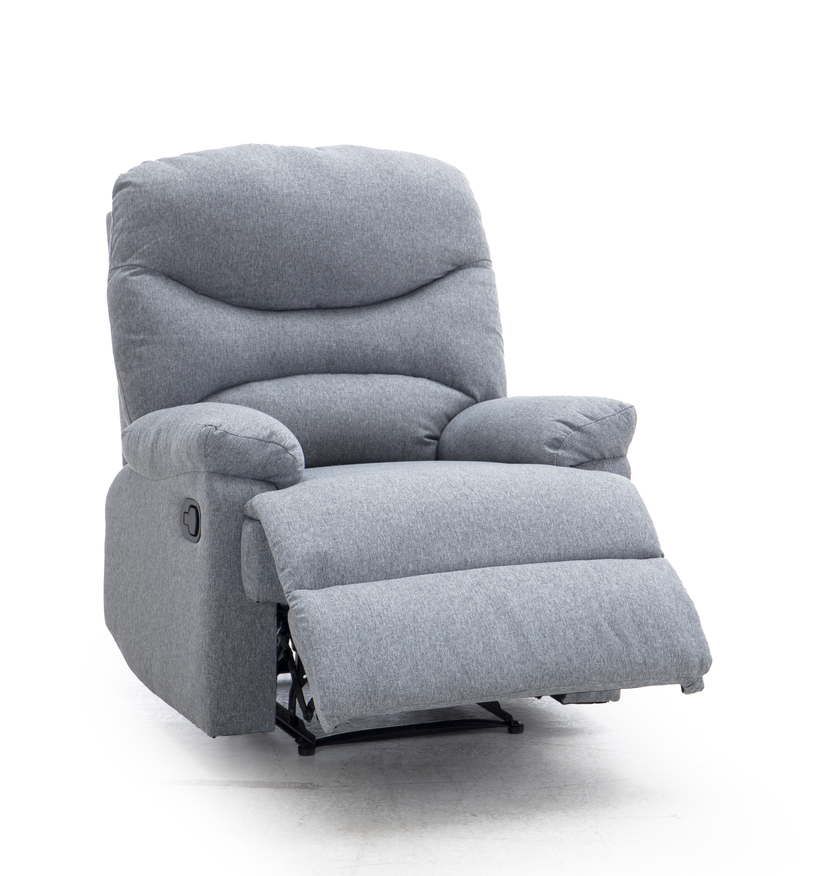 Grey Fabric Recliner Chair with Plush Cushion & Adjustable Footrest