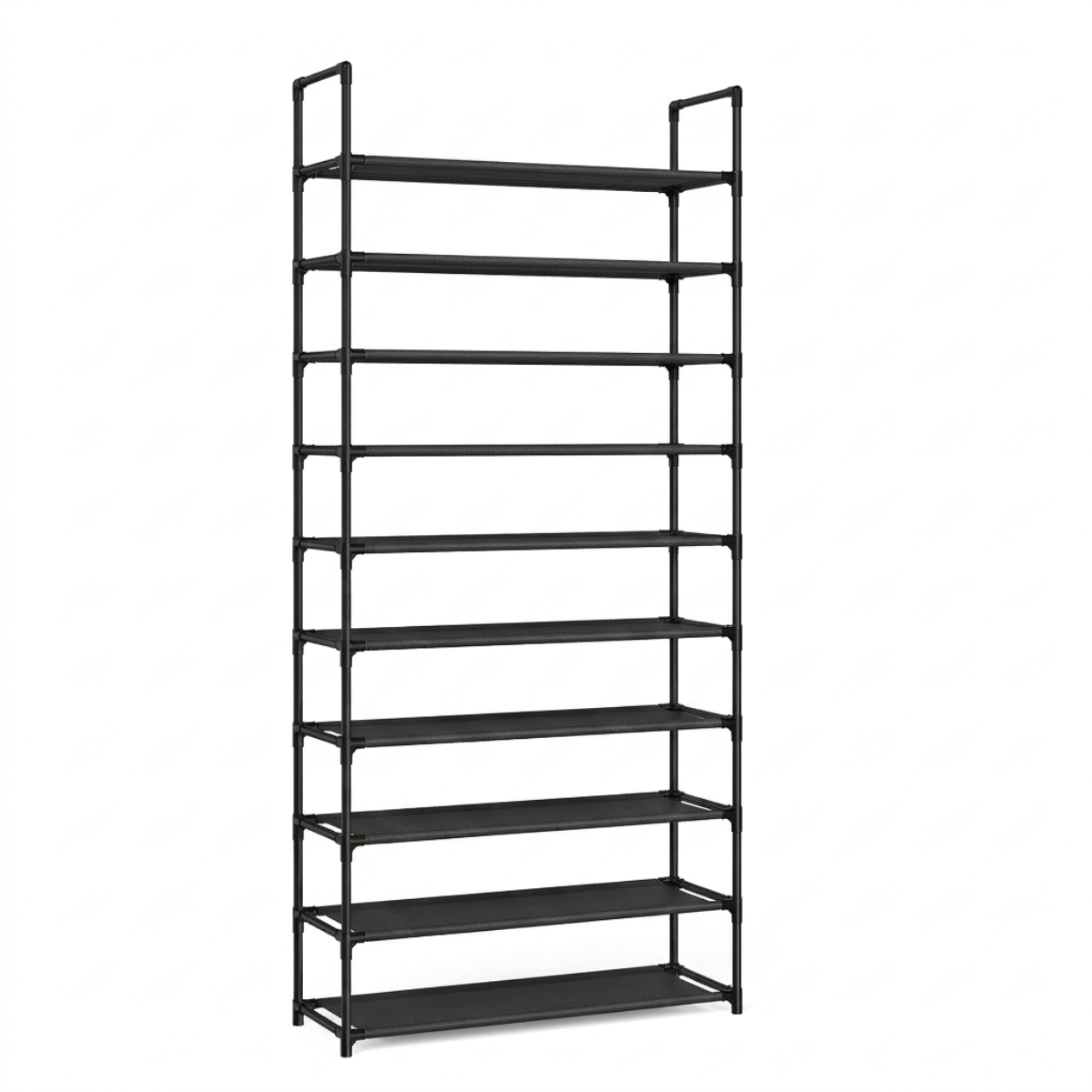 10-Tier Wide Shoe Rack, Black - Holds up to 40 Pairs, Space-Saving Organiser