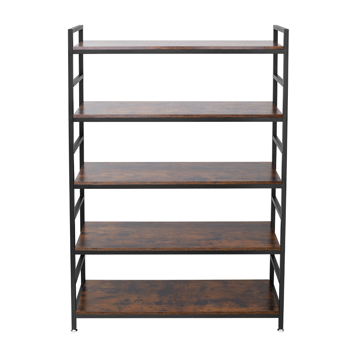 Lazava 5-Tier Storage Shelf, 180cm - Rustic Wood & Black Steel Frame for Living Room
