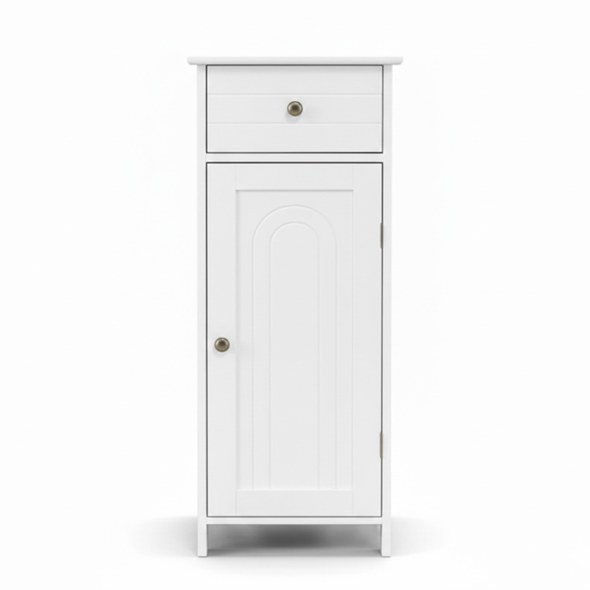 Lazava White Slim Floor Cabinet with Drawer & Door - Bathroom & Living Room