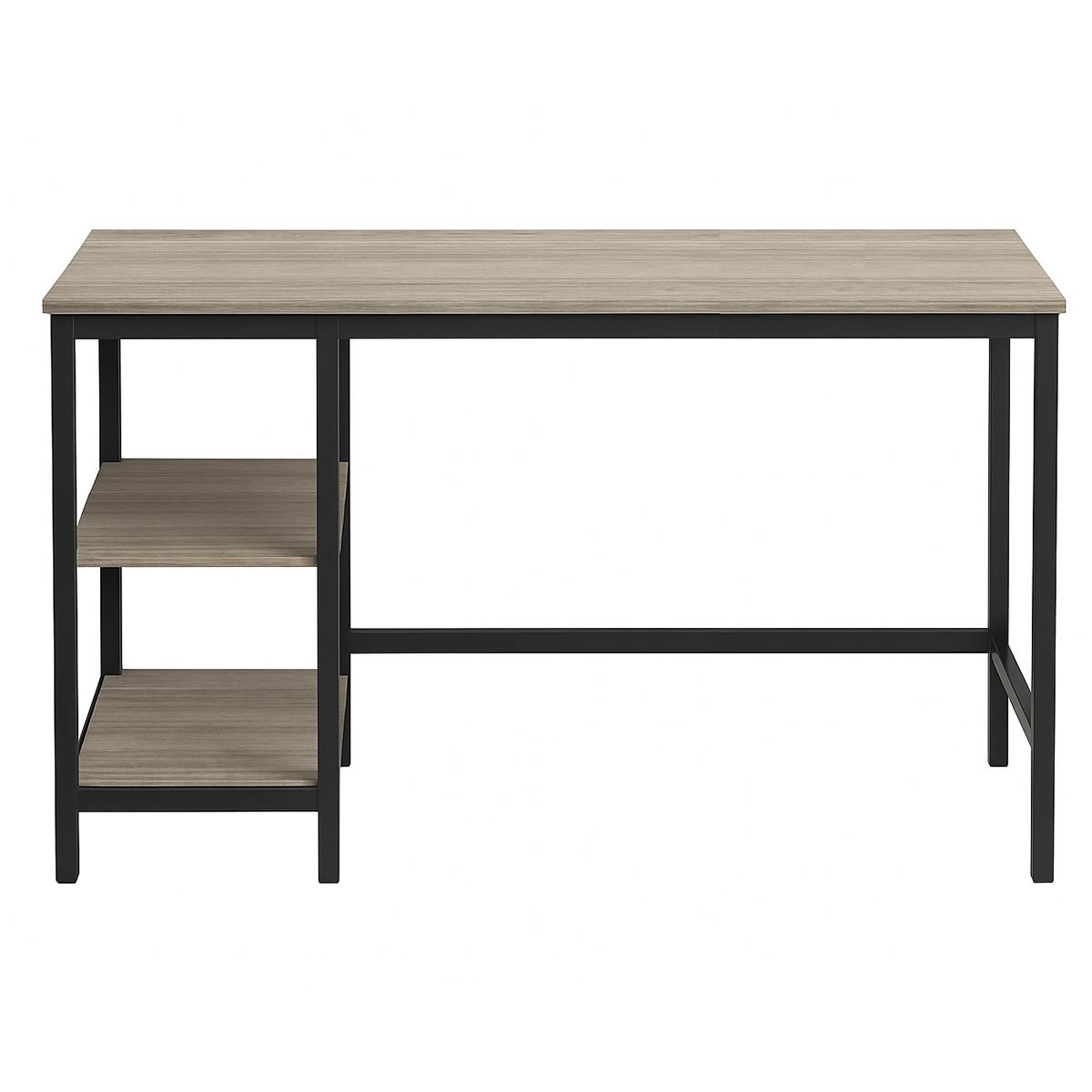 Modern Study Desk with Shelves, Greige & Black - Home Office Workspace