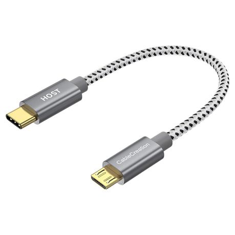 CableCreation Micro USB to USB-C OTG Adapter Cable, 20cm - Compact Converter