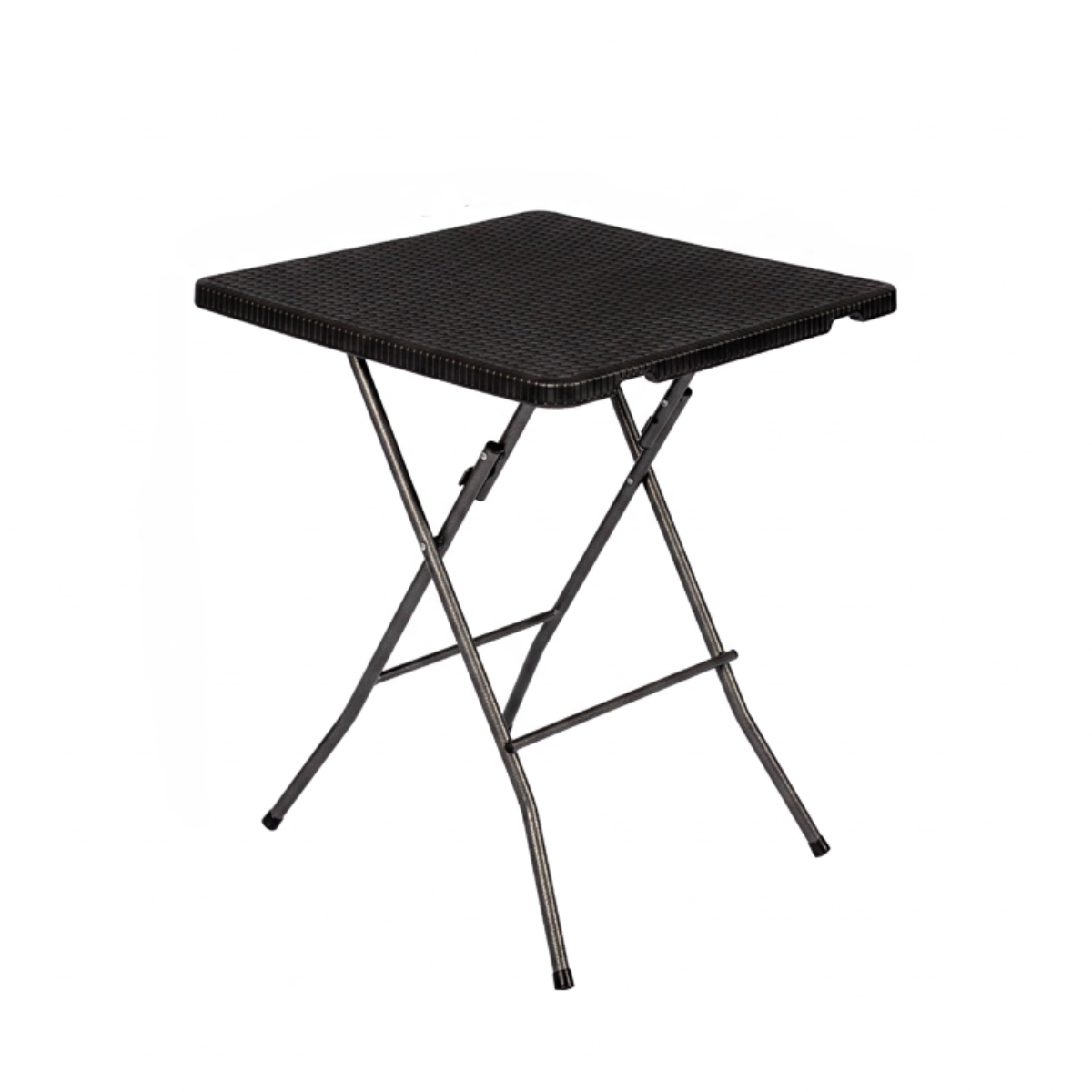 Folding Square Rattan-Style Outdoor Table, Black - Easy-Clean Textured Finish