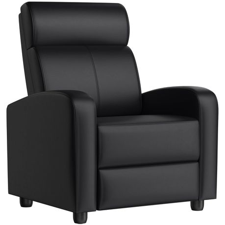 Black PU Leather Recliner Chair with Footrest - Reclines 90 to 160 Degrees, 120kg Capacity, for Loun