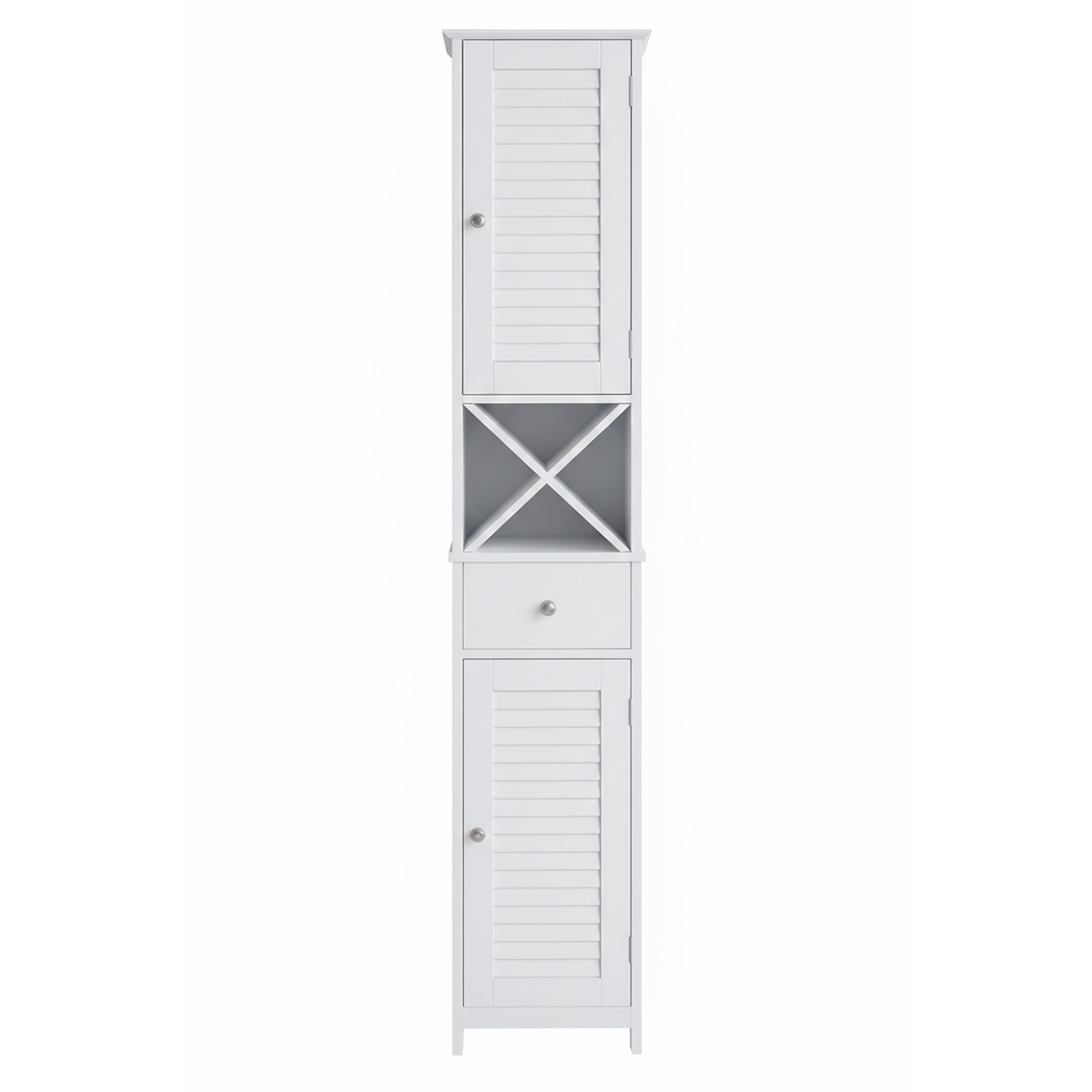 Lazava White Tall Storage Cabinet with Drawer & Removable Cross Stand for Bathroom