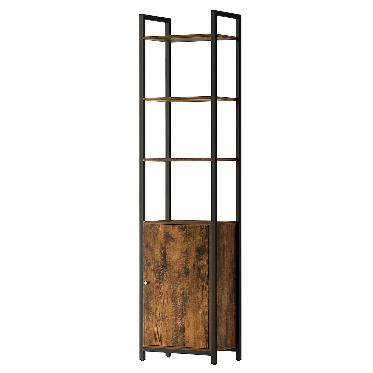 Lazava 6-Tier Adjustable Shelf Bookcase Cabinet - Rustic Brown & Ink Black
