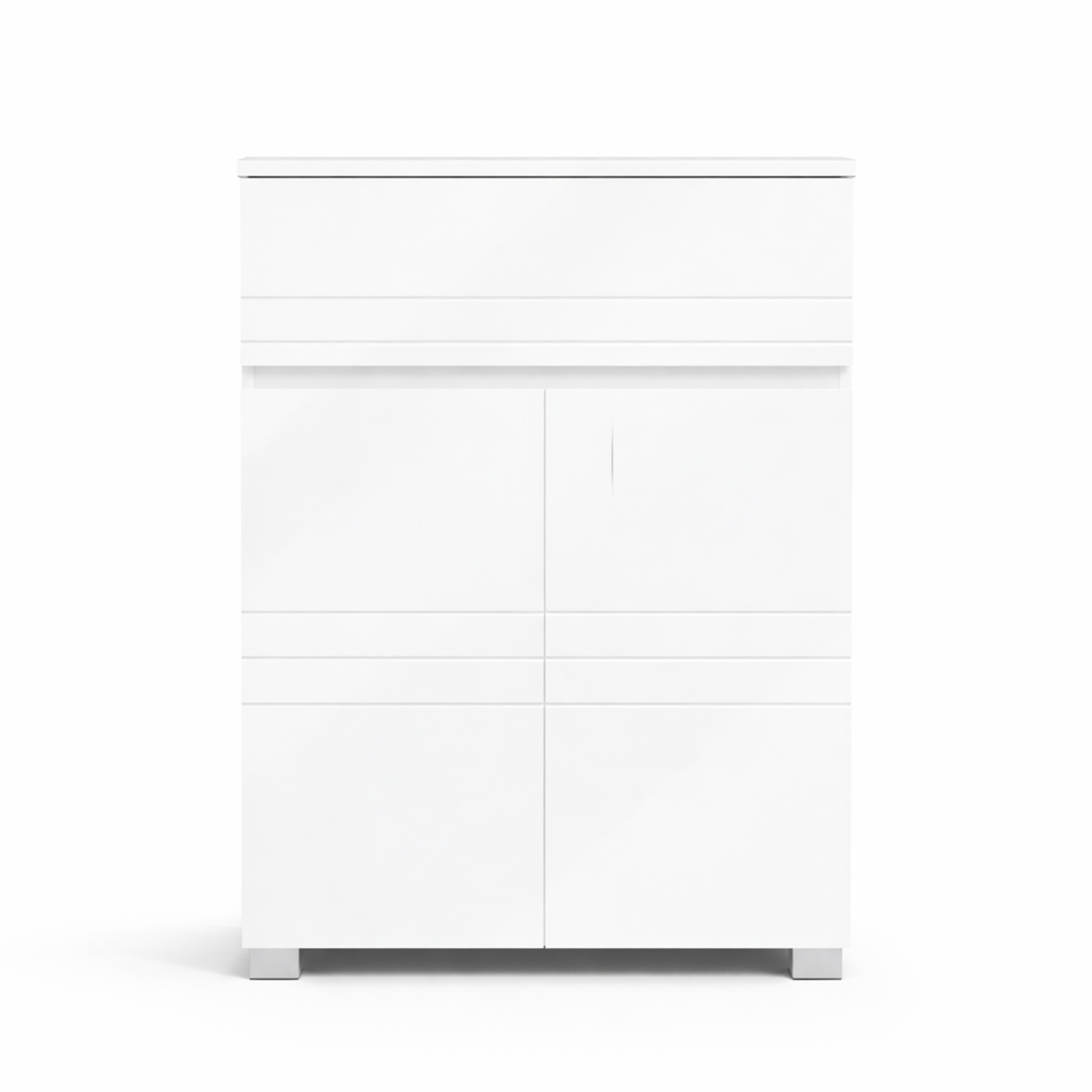 Lazava White Cabinet with Drawer, Double Doors & Adjustable Shelves for Any Room
