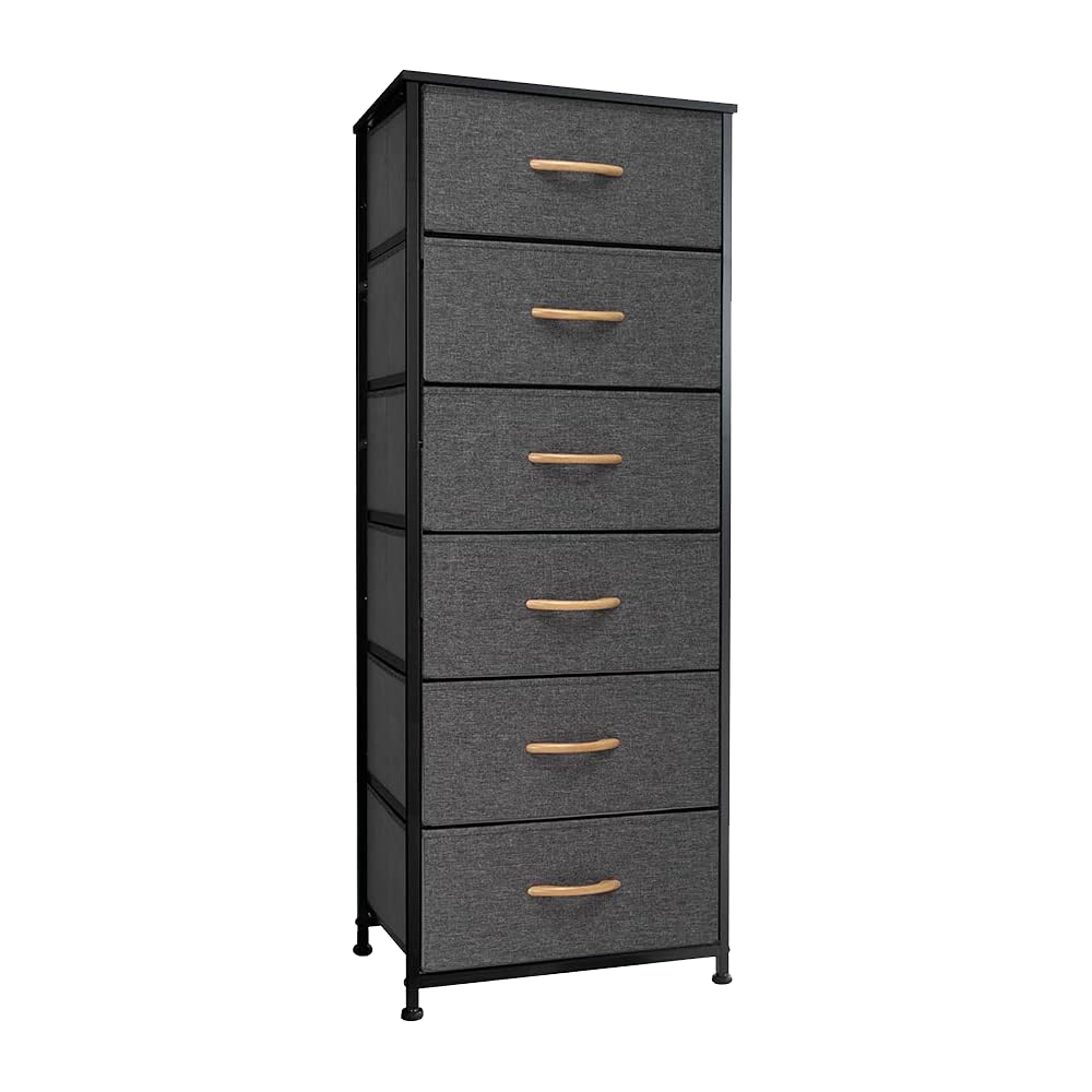 6-Tier Fabric Storage Cabinet, Black - Durable Easy-Assembly Cupboard for Bedroom & Closet