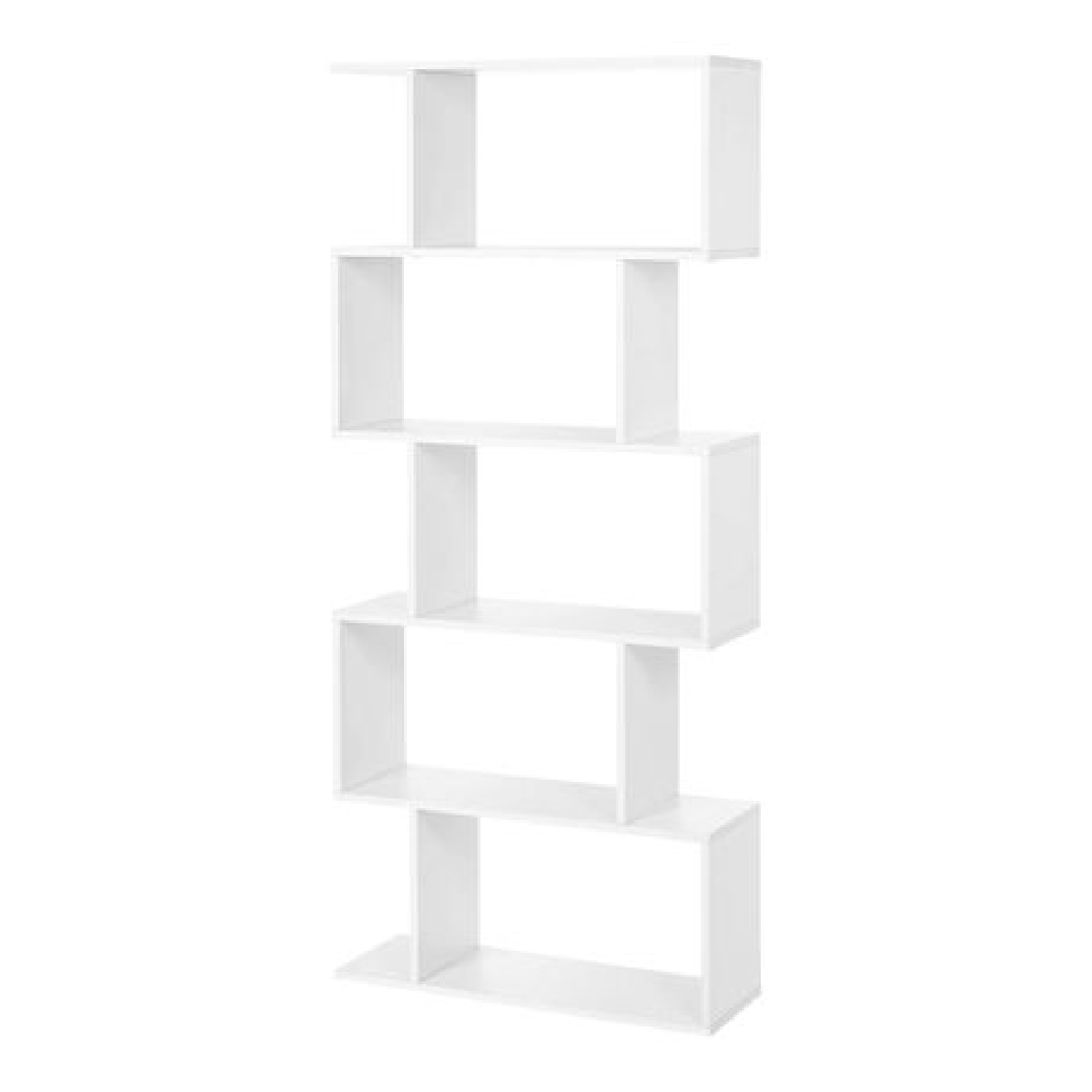 5-Tier S-Shaped Open Bookcase - White