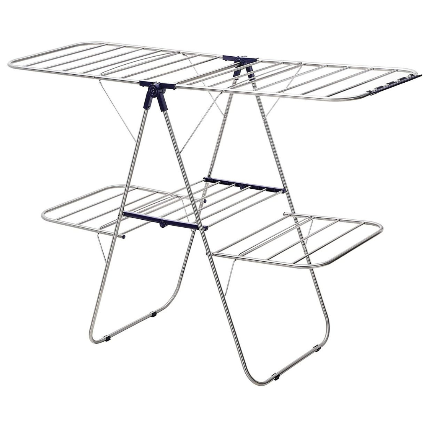 Foldable Heavy-Duty Steel Drying Rack, Silver - Indoor & Outdoor Laundry Clothes Airer