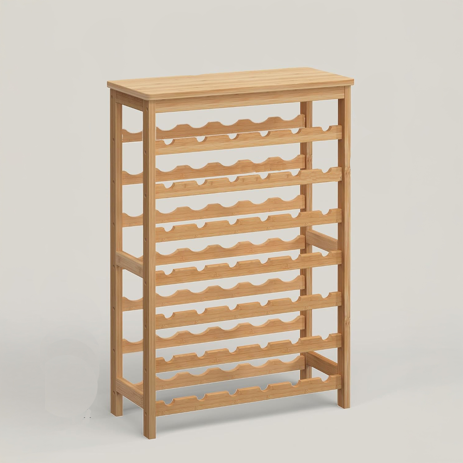 42-Bottle Bamboo Wine Rack, 7-Tier - Natural Wood Storage for Kitchen or Dining Room