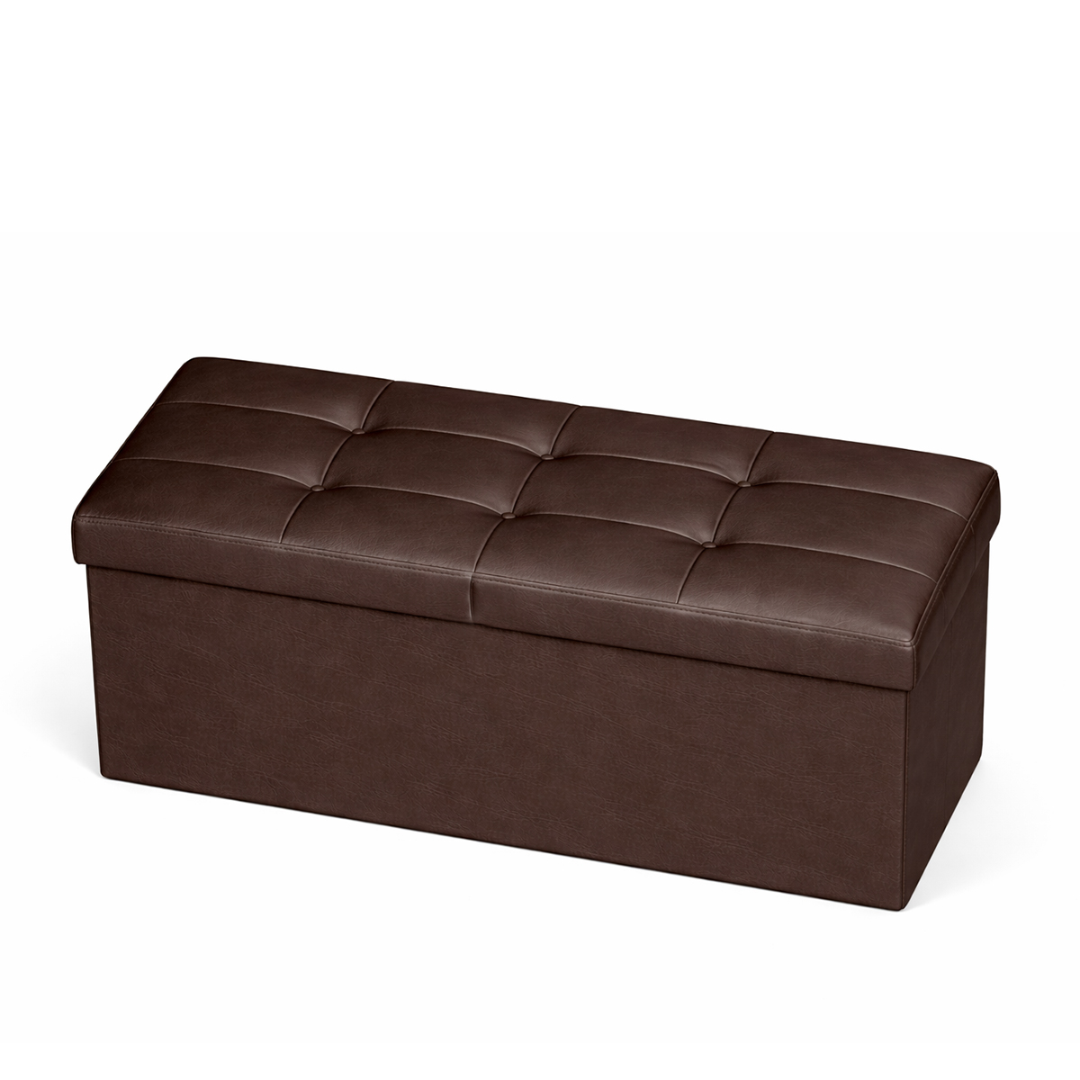 110cm Folding Storage Ottoman Bench with Lid - PU Leather & MDF Blanket Chest